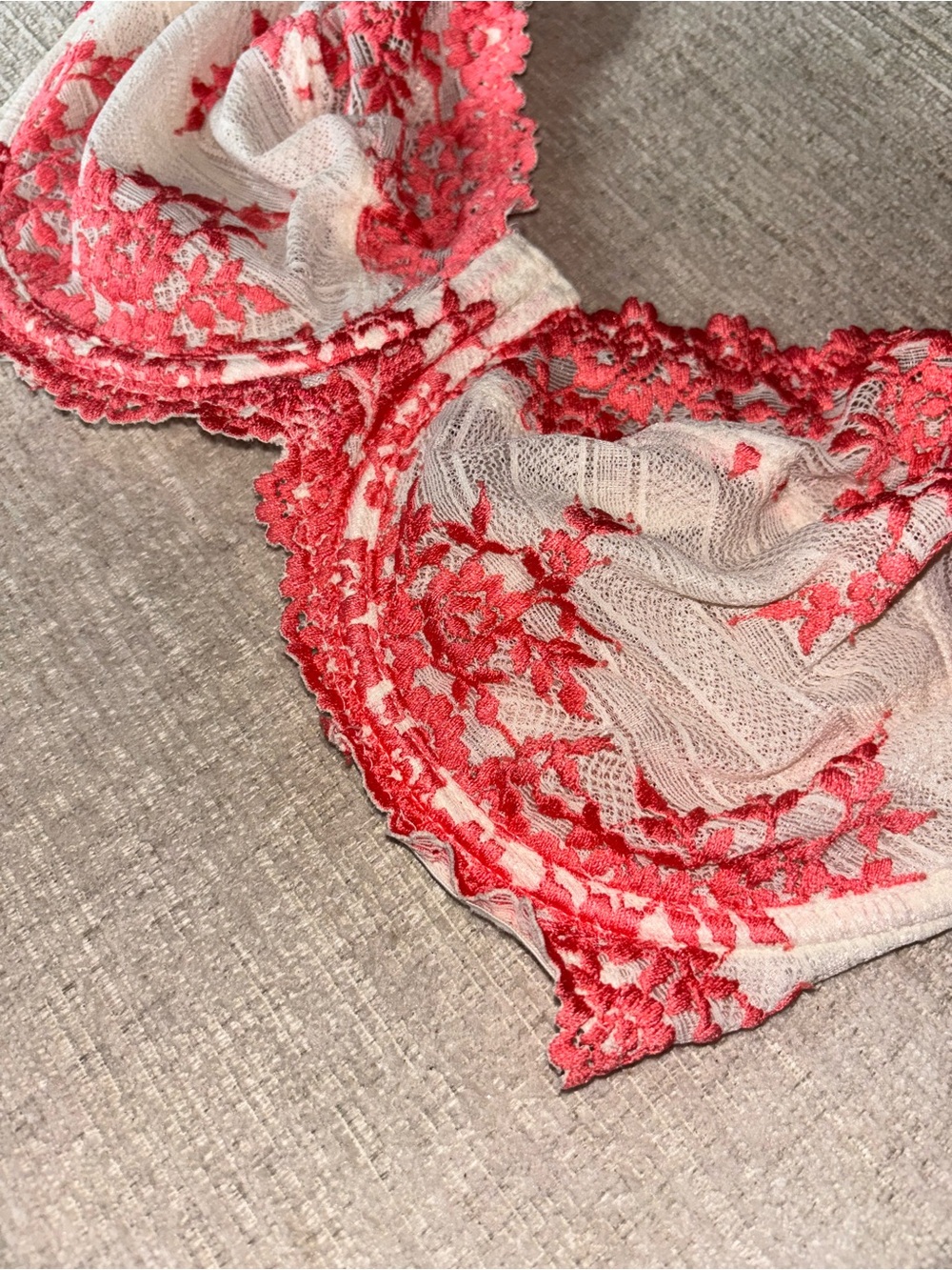 Wacoal Embrace Lace Underwire Bra 34DDD Ivory Coral Floral Romantic Coquette - Picture 4 of 12
